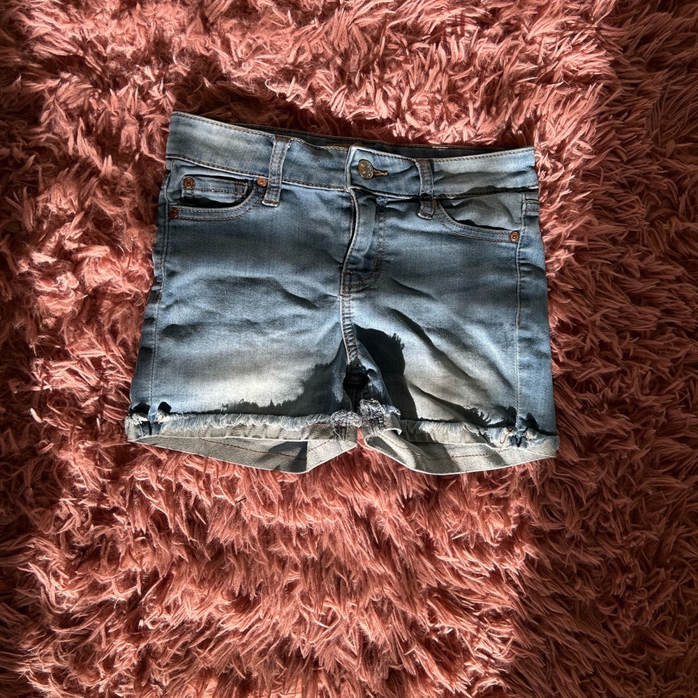 Light Blue Distressed Denim Shorts